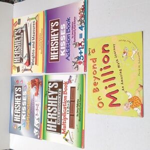 Scholastic Math Themed Educational Paperback Book Set of 5 Books - Hershey Math